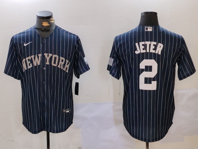 Men's New York Yankees Derek Jeter #2 Navy Jersey